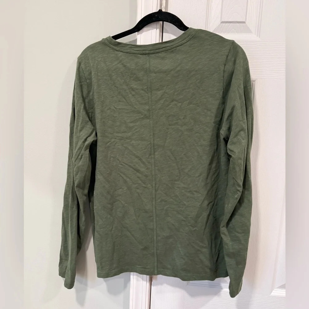 Jcrew women’s large long sleeve green girlfriend t shirt crew neck cotton - Picture 3 of 3